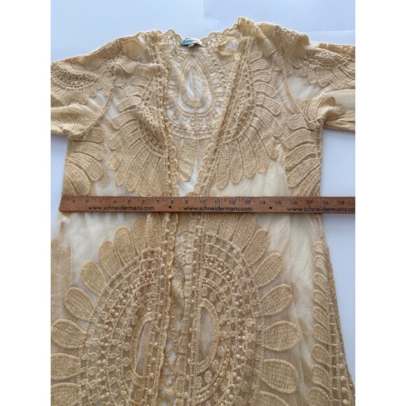 Rebellion Again Lace Duster Small Creamy Yellow Sheer Kimono Romantic Coquette * - Picture 12 of 16